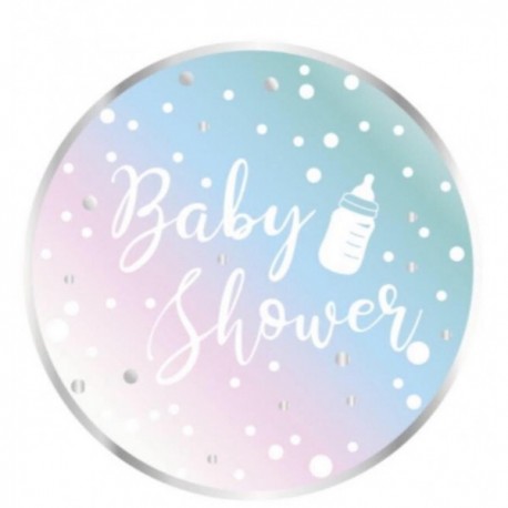 8 Assiettes Baby Shower en carton, Ø 23cm