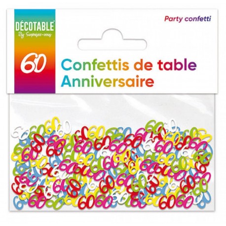 Confettis de table multicolore en papier 60 ans