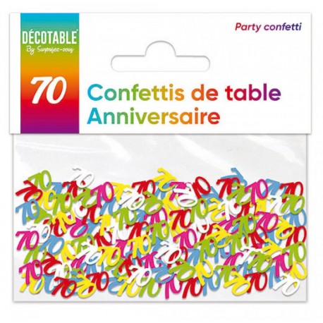 Confettis de table multicolore en papier 70 ans