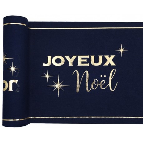 Tischläufer „Joyeux Noël“ 28cm x 3m, Navy Farbe