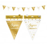 1 Wimpelgirlande "Joyeux anniversaire" gold