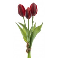 1 Bouquet de 3 tulipes, artificielle, rouge, 25cm 