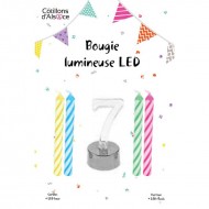 1 Bougie clignotante Led chiffre 7 + 4 bougies 