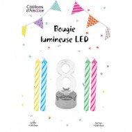 1 Bougie clignotante Led chiffre 8 + 4 bougies 