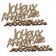 4 Joyeux Anniversaire“-Dekoration aus goldglitzerndem Holz, 11,5 x 5 x 0,3 cm