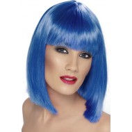 Perruque cheveux bleu avec frange 