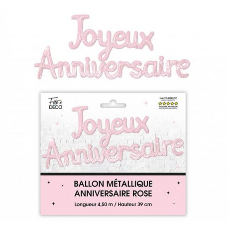 Ballons Guirlande métallique "Joyeux Anniversaire, rose