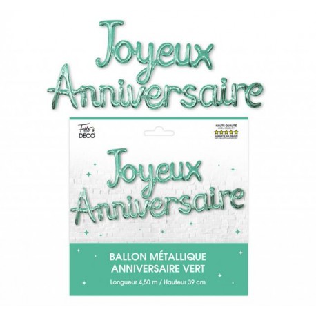 Ballons Guirlande métallique "Joyeux Anniversaire, vert