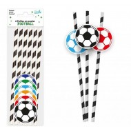 Lot de 6 pailles en papier FOOT accompagné de 6 ballons