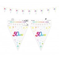 Guirlande fanion 50ans, multicolore, 6m.