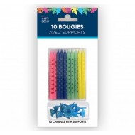 10 Bougies avec support tropical, multicolore