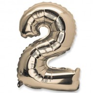 Ballon Mylar Chiffre "2" Or 36cm + Paille Incluse