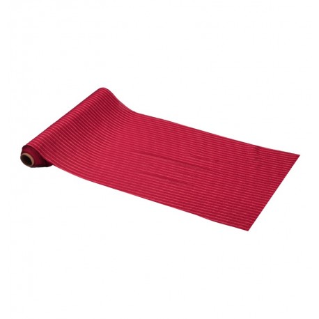 CHEMIN DE TABLE VELOURS COTELE ROUGE DORE 28CM X 3M