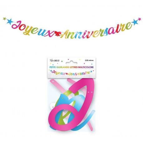 Guirlande Lettres Métalliques 2.5m Joyeux Anniversaire