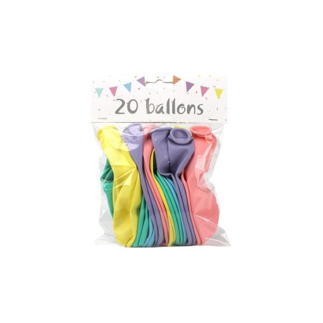 20 Ballons latex Pastel 25 cm 