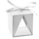 4 Schachtel Form Geschenk, weiss, 3,5x3,5x4 cm, Karton & PVC, mit Dekoband weiss