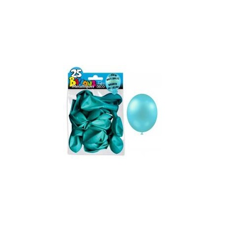 25 Ballons crystal, metallisiert, hellblau