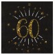 10 Papierservietten "Age Sparkling Metal", 60 Jahre, Schwarzgold. 16,5 x 16,5 cm