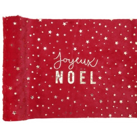 Runner da tavola "Joyeux Noël" Pellicia, rosso, 3m x 28 cm