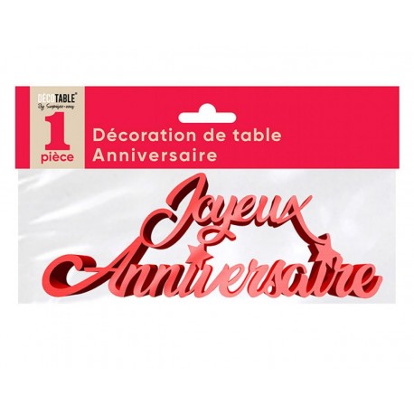 Déco de table "joyeux anniversaire", 3D, métallisée, rouge