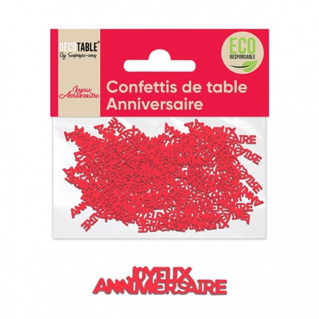 Confetti rosso "Joyeux Anniversaire" Carta ecologica