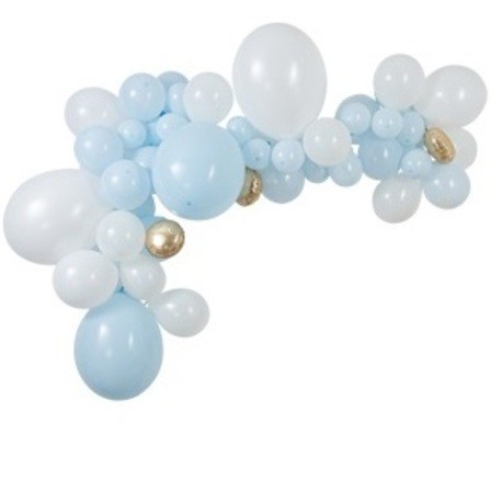 KIT 30 PALLONCINI AZZURRI + NASTRO BIANCO