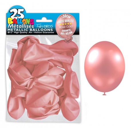 25 palloncini in metallo oro rosa. D. 30cm