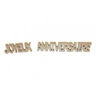 Decorazione da tavola in legno "Joyeux anniversaire"( buon compleanno)3D, 2 elementi 20 cm x 4 cm x 0,4 cm