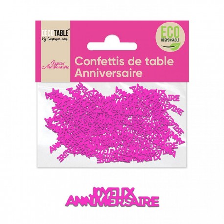 Confetti fucsia Joyeux Anniversaire Carta ecologica