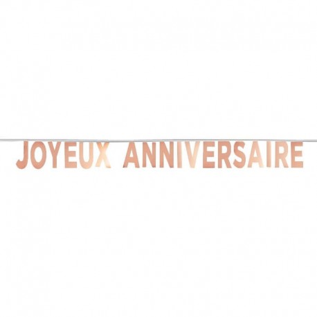 1 Roségoldkartonbanner „Joyeux Anniversaire“ 13 x 13 x 250 cm