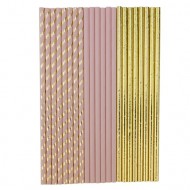 22 cannucce di cartone rosa e oro 19,5 cm