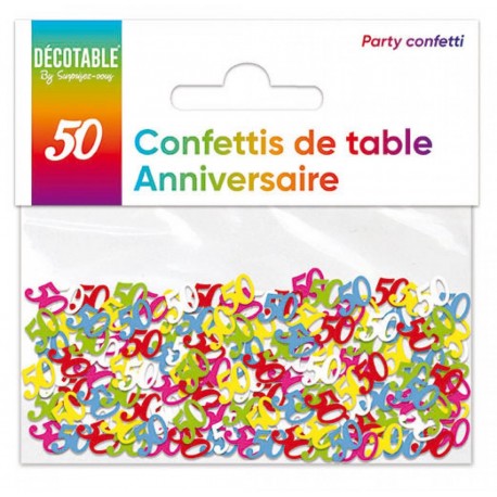 Confettis de table multicolore en papier 50 ans