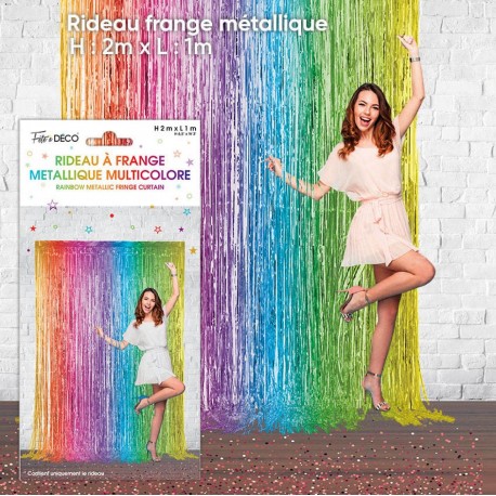 Rideau à franges métallique, multicolore