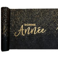 Runner da tavola Bonne Année ( buon anno), nero, 3 m x 28,5 cm