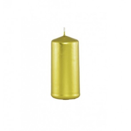 Candele cilindriche in oro metallizzato 4 x 6 cm