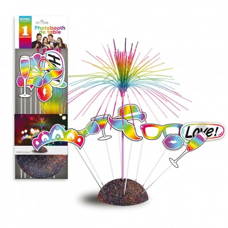 Kit per Photo Booth da tavolo festivo, multicolore, 8 pezzi